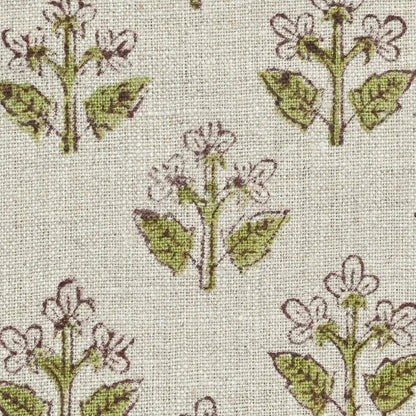 Indral Floral Block Print Linen Fabric