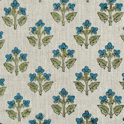Indral Floral Block Print Linen Fabric