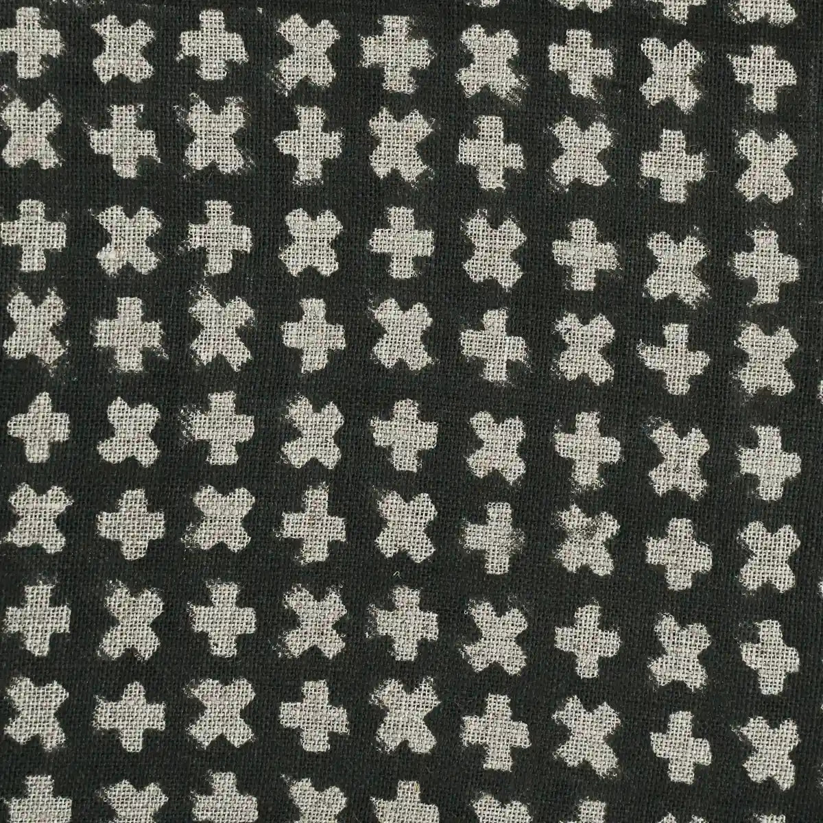 Enoki Geometric Block Print Linen Fabric