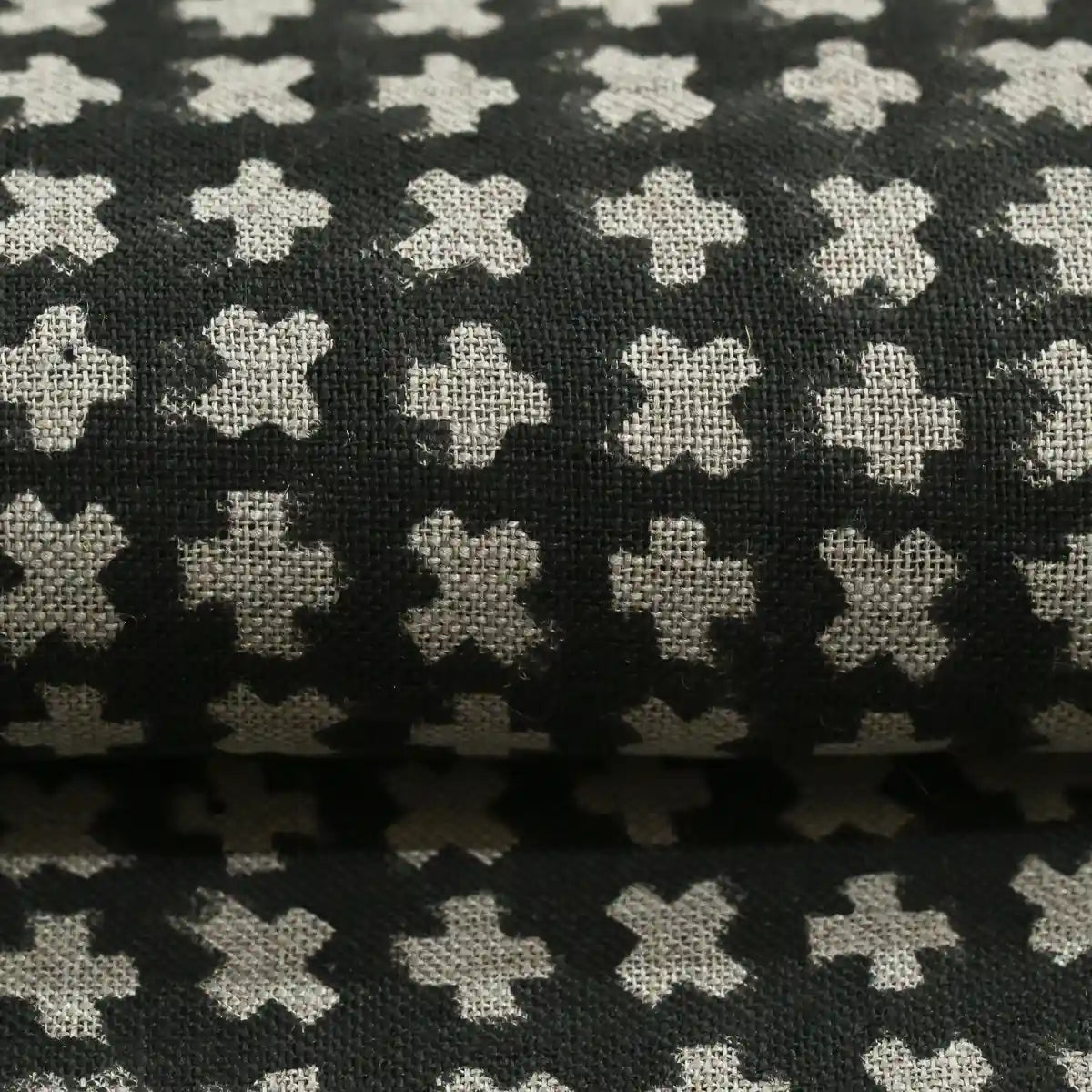 Enoki Geometric Block Print Linen Fabric