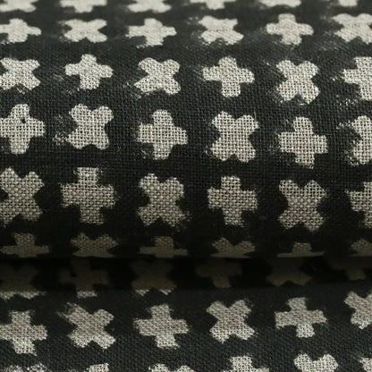 Enoki Geometric Block Print Linen Fabric