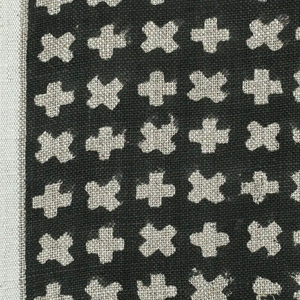 Enoki Geometric Block Print Linen Fabric