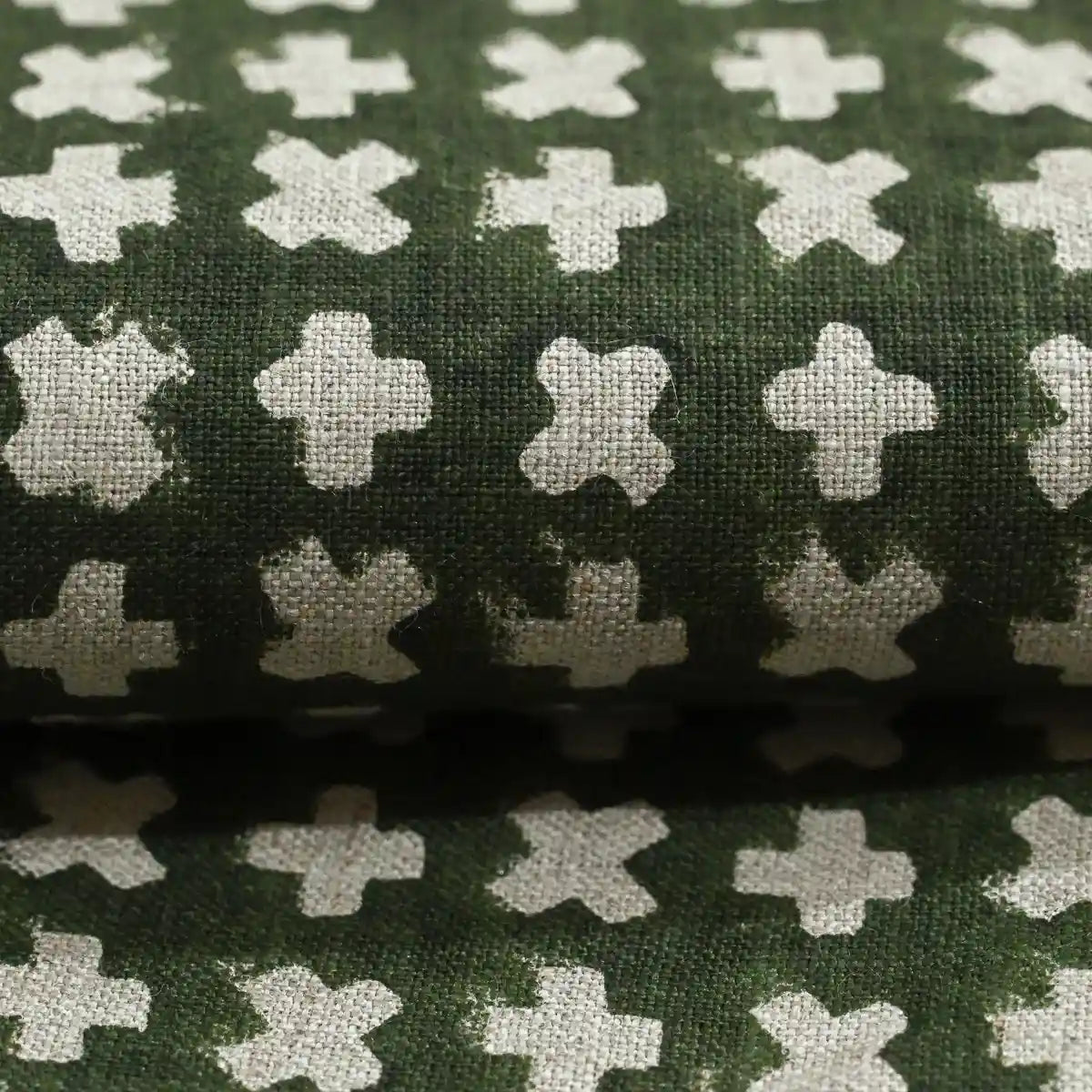 Enoki Geometric Block Print Linen Fabric