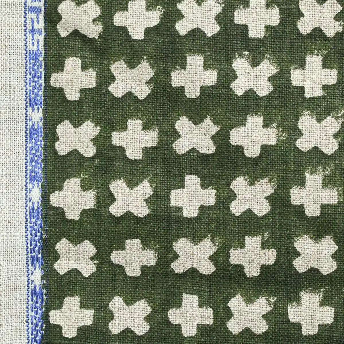Enoki Geometric Block Print Linen Fabric