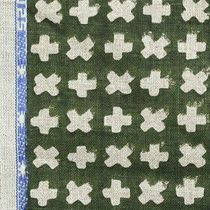 Enoki Geometric Block Print Linen Fabric
