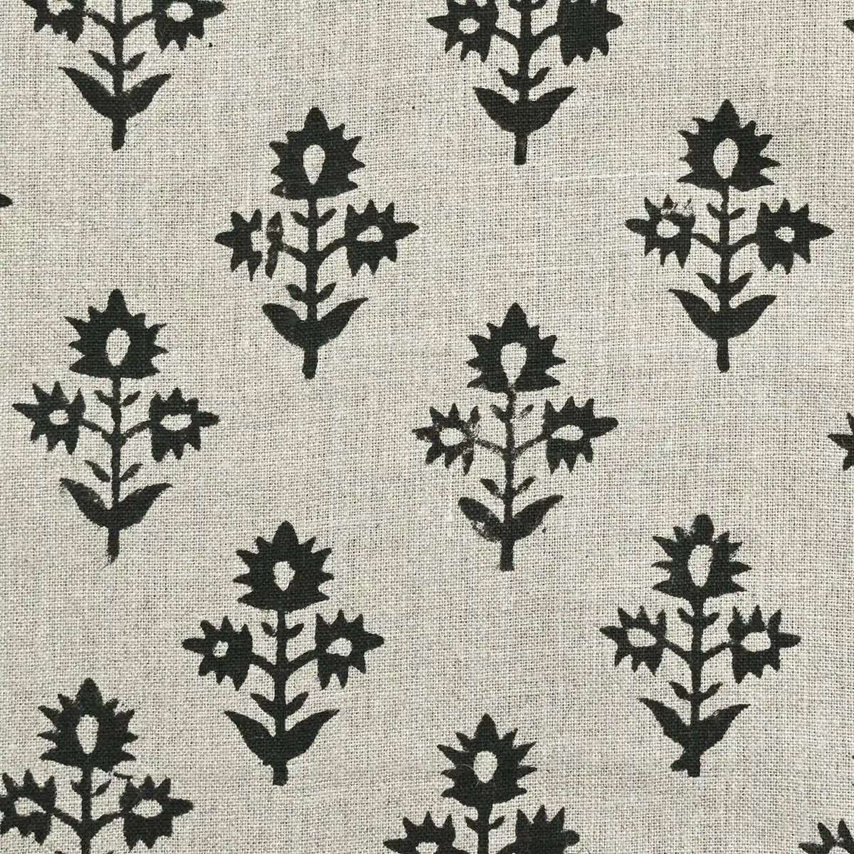Ninor Floral Block Print Linen Fabric