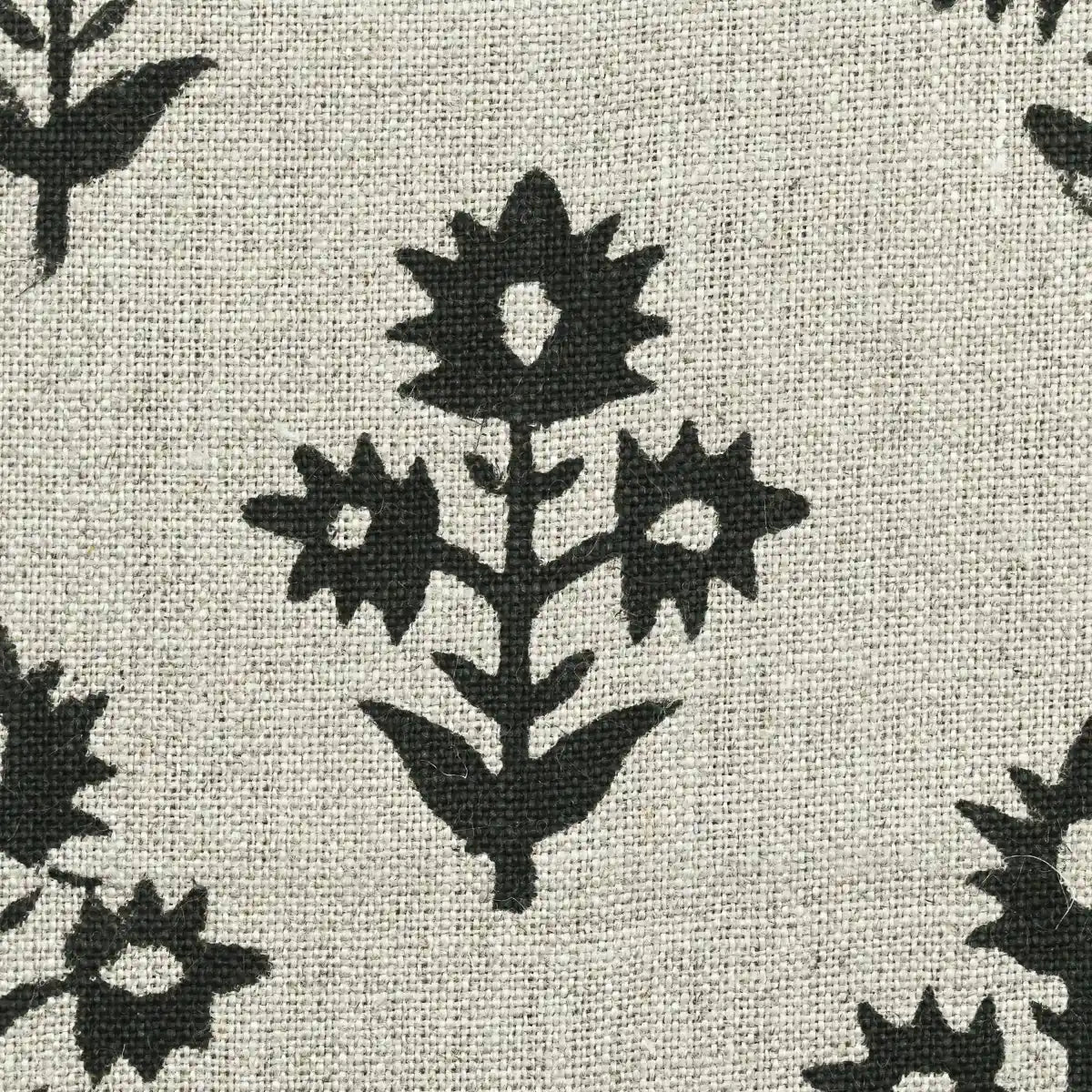 Ninor Floral Block Print Linen Fabric
