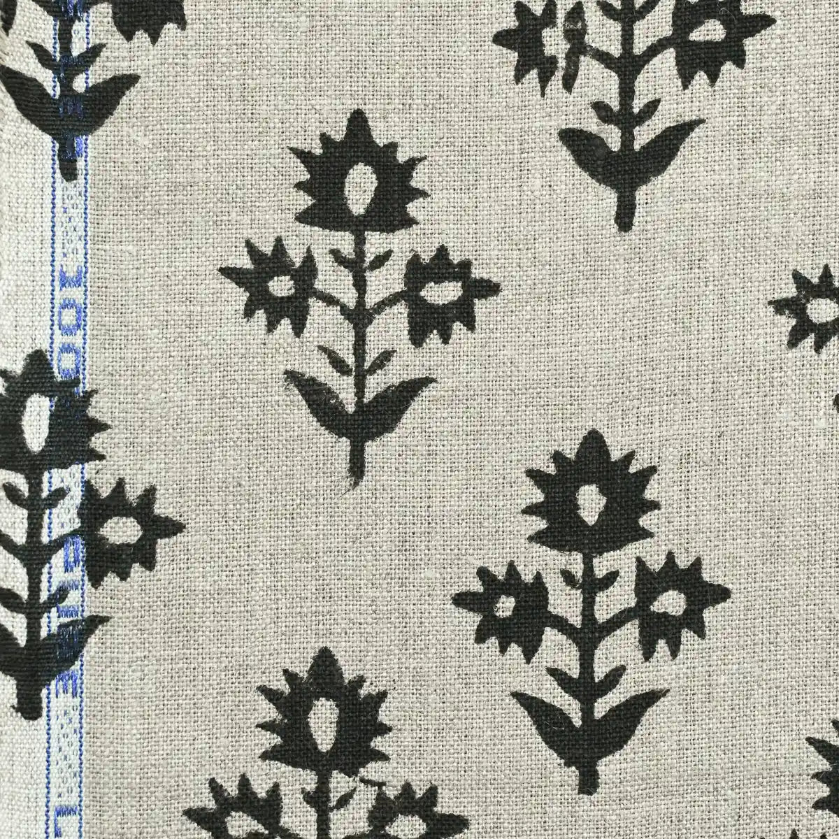 Ninor Floral Block Print Linen Fabric