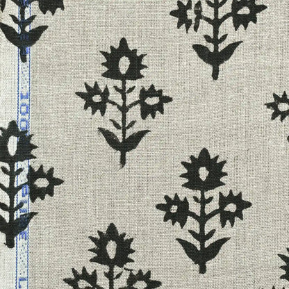 Ninor Floral Block Print Linen Fabric