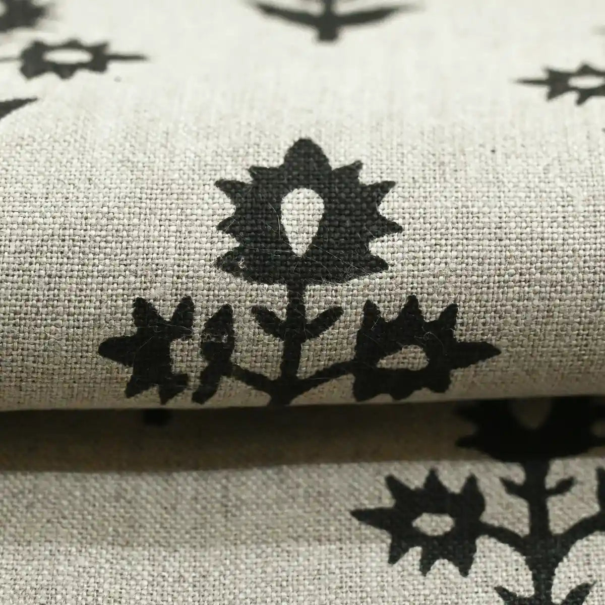 Ninor Floral Block Print Linen Fabric