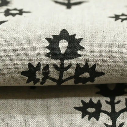 Ninor Floral Block Print Linen Fabric