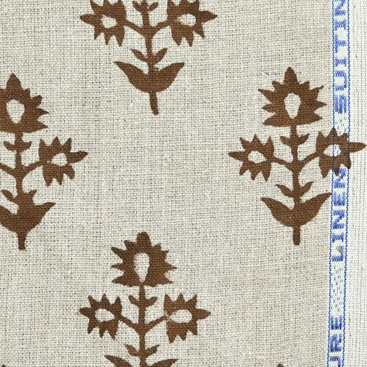 Ninor Floral Block Print Linen Fabric
