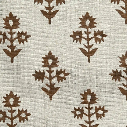 Ninor Floral Block Print Linen Fabric