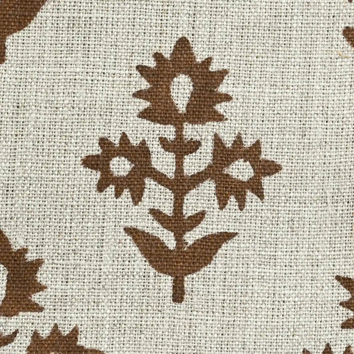 Ninor Floral Block Print Linen Fabric