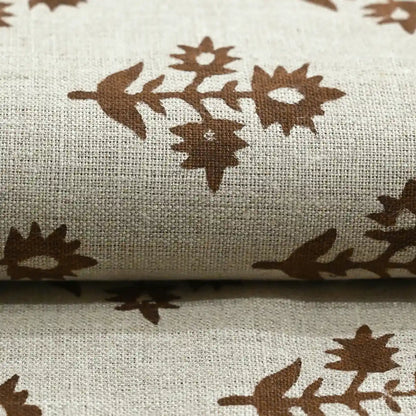 Ninor Floral Block Print Linen Fabric