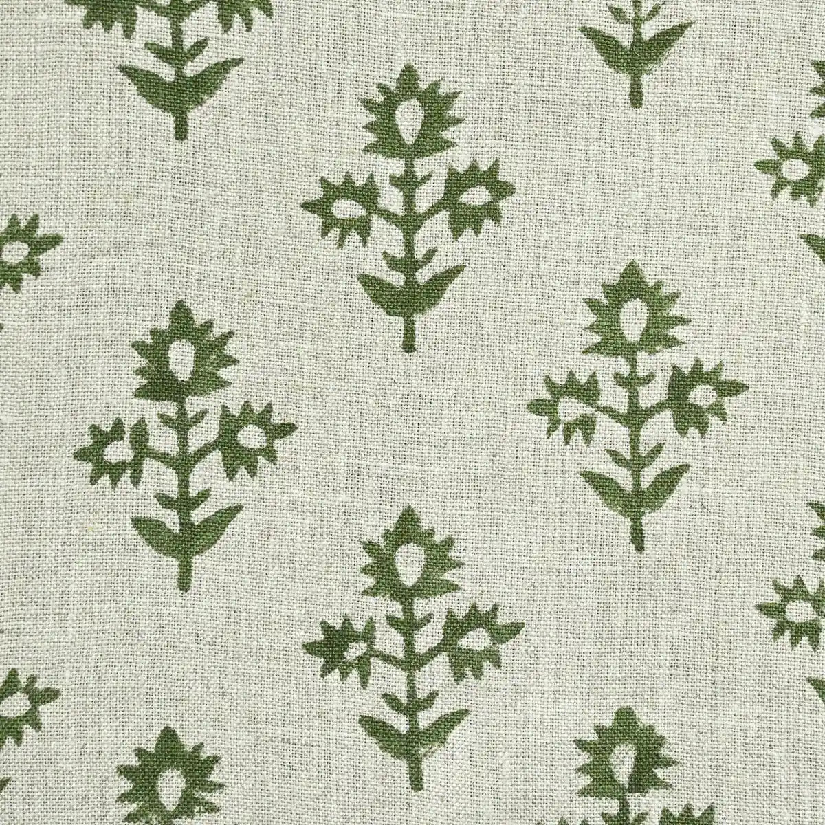 Ninor Floral Block Print Linen Fabric