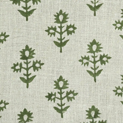Ninor Floral Block Print Linen Fabric