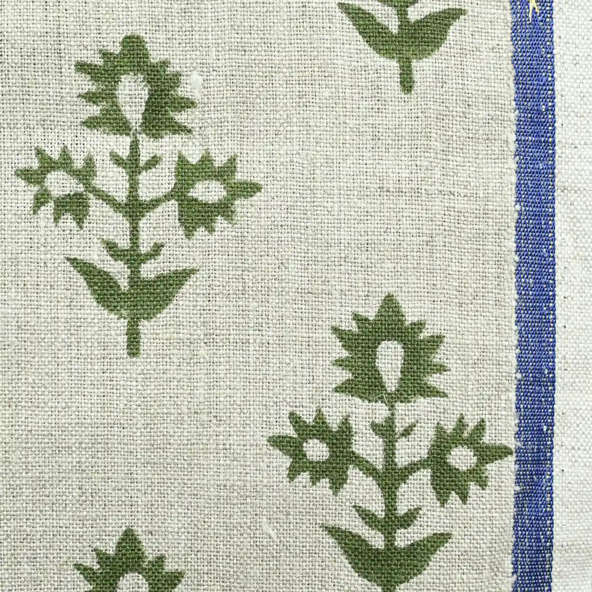 Ninor Floral Block Print Linen Fabric