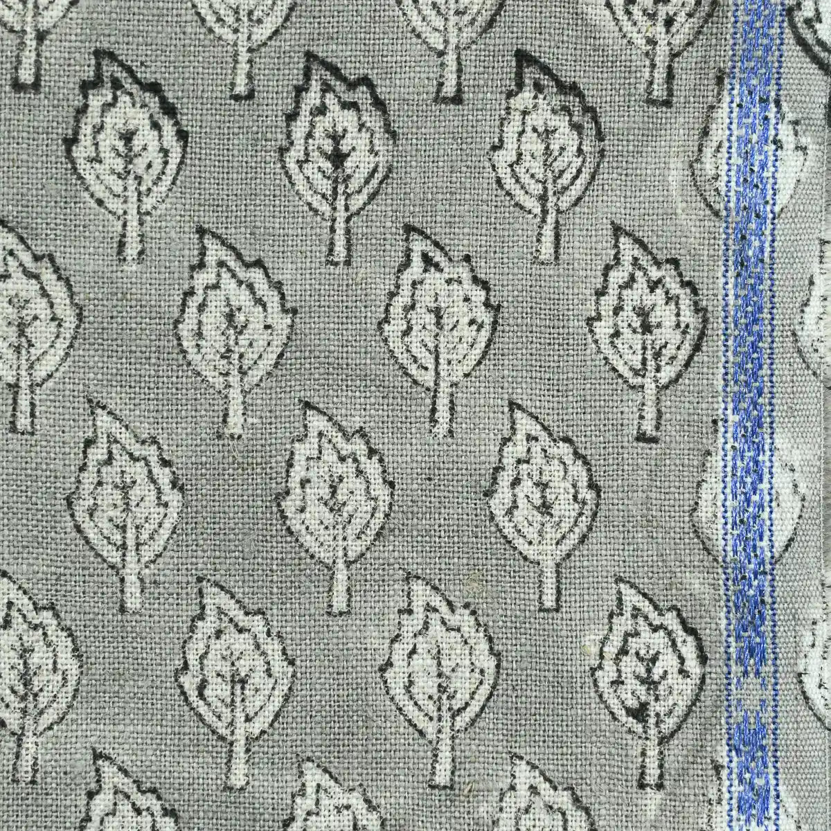 Trocn Botanical Block Print Linen Fabric