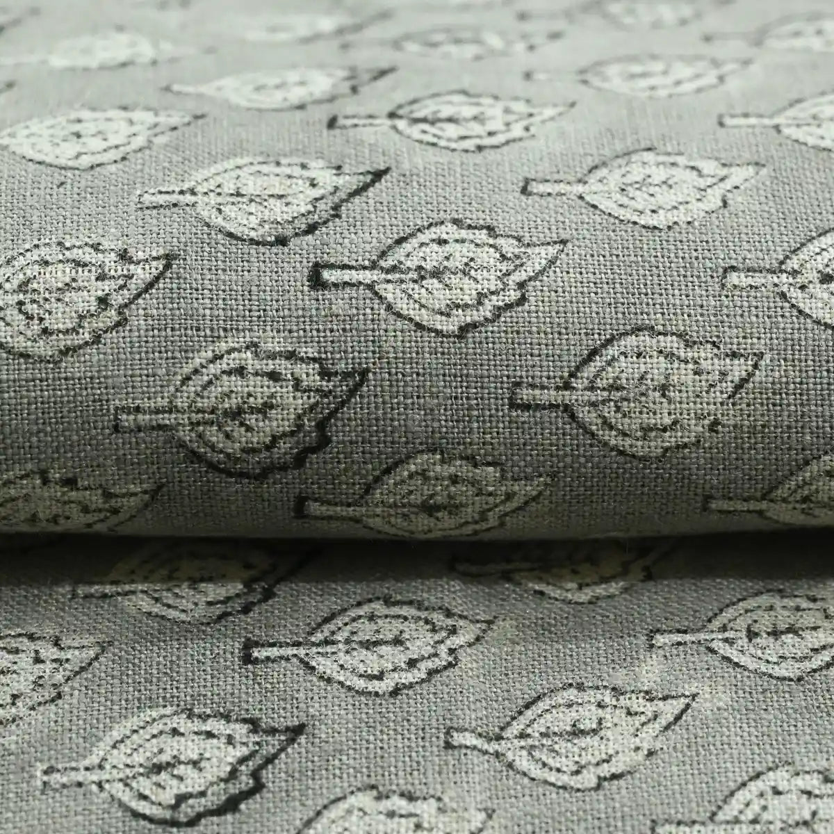 Trocn Botanical Block Print Linen Fabric