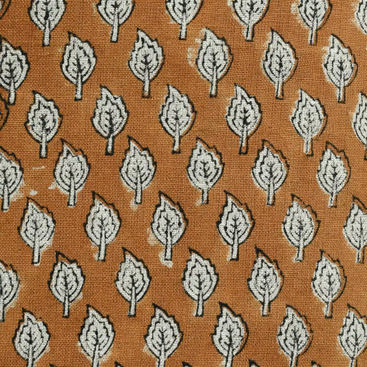 Trocn Botanical Block Print Linen Fabric