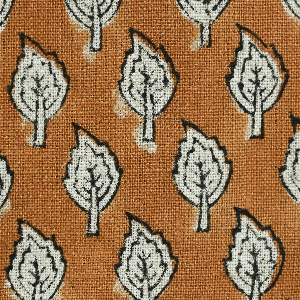 Trocn Botanical Block Print Linen Fabric