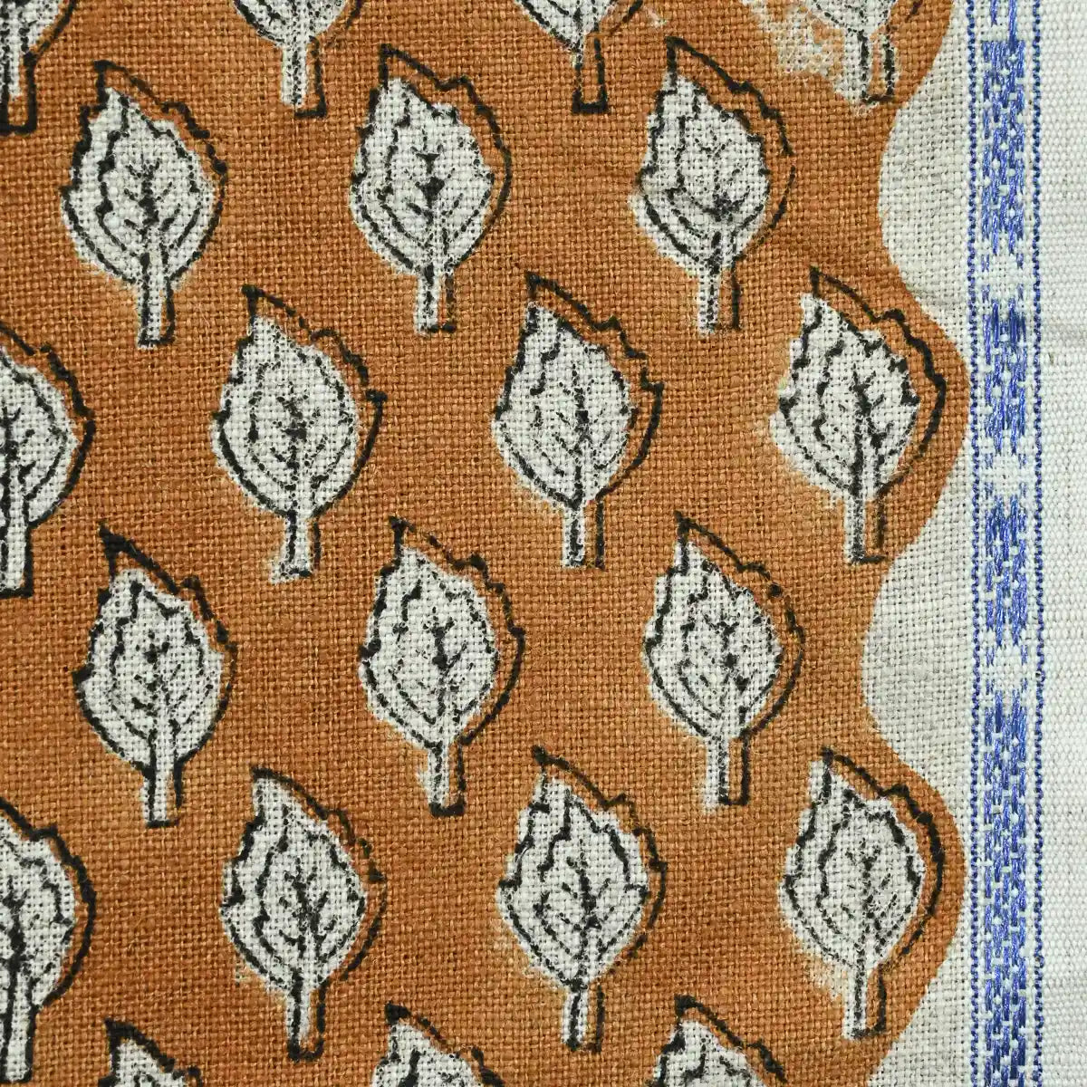 Trocn Botanical Block Print Linen Fabric