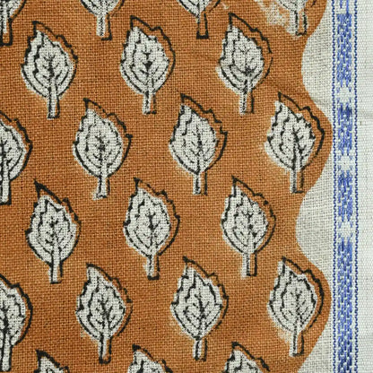 Trocn Botanical Block Print Linen Fabric