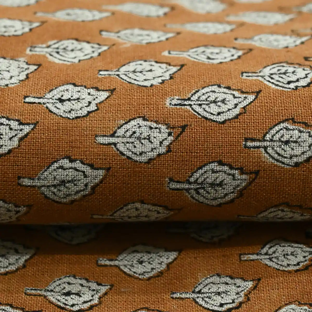Trocn Botanical Block Print Linen Fabric