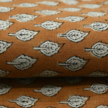 Trocn Botanical Block Print Linen Fabric