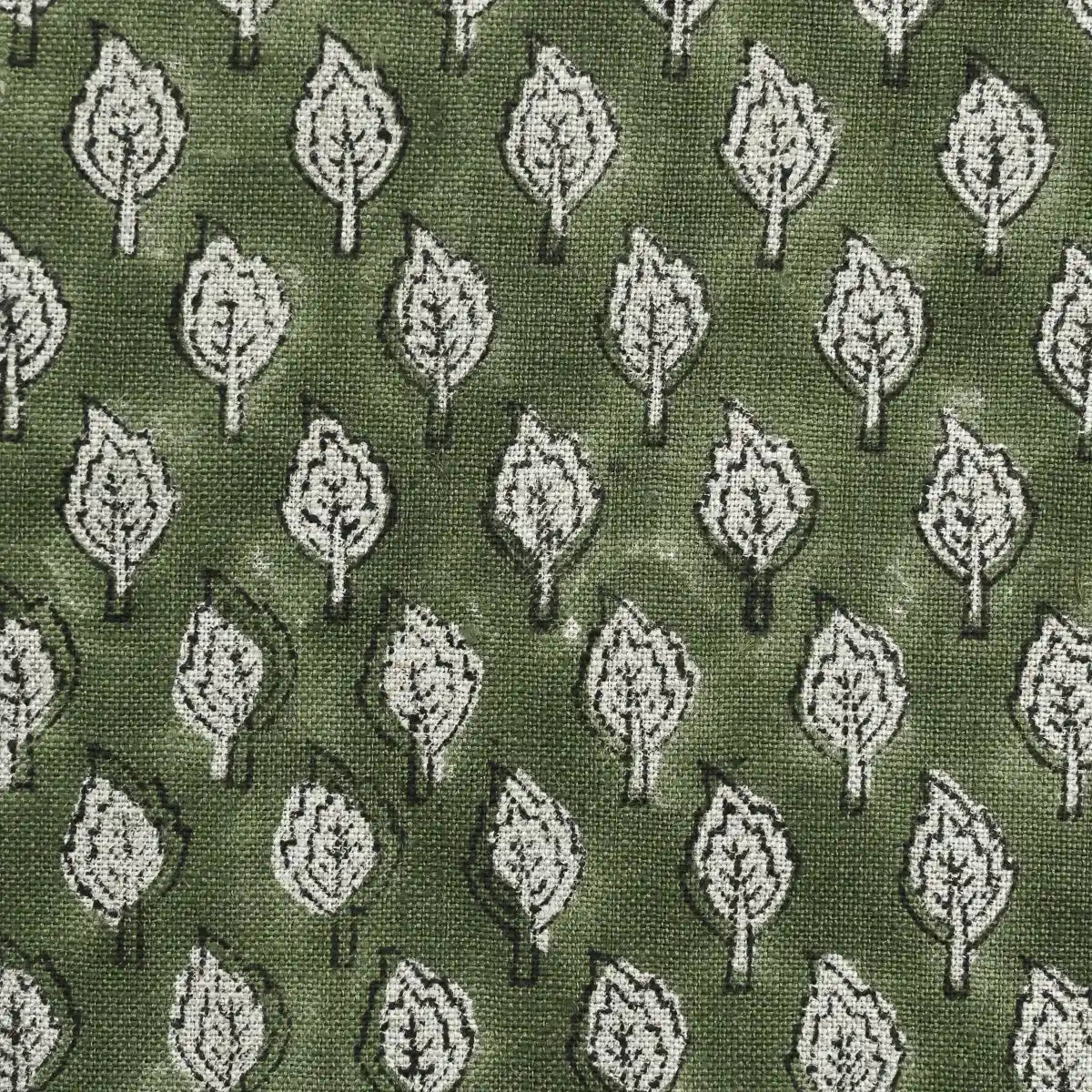 Trocn Botanical Block Print Linen Fabric