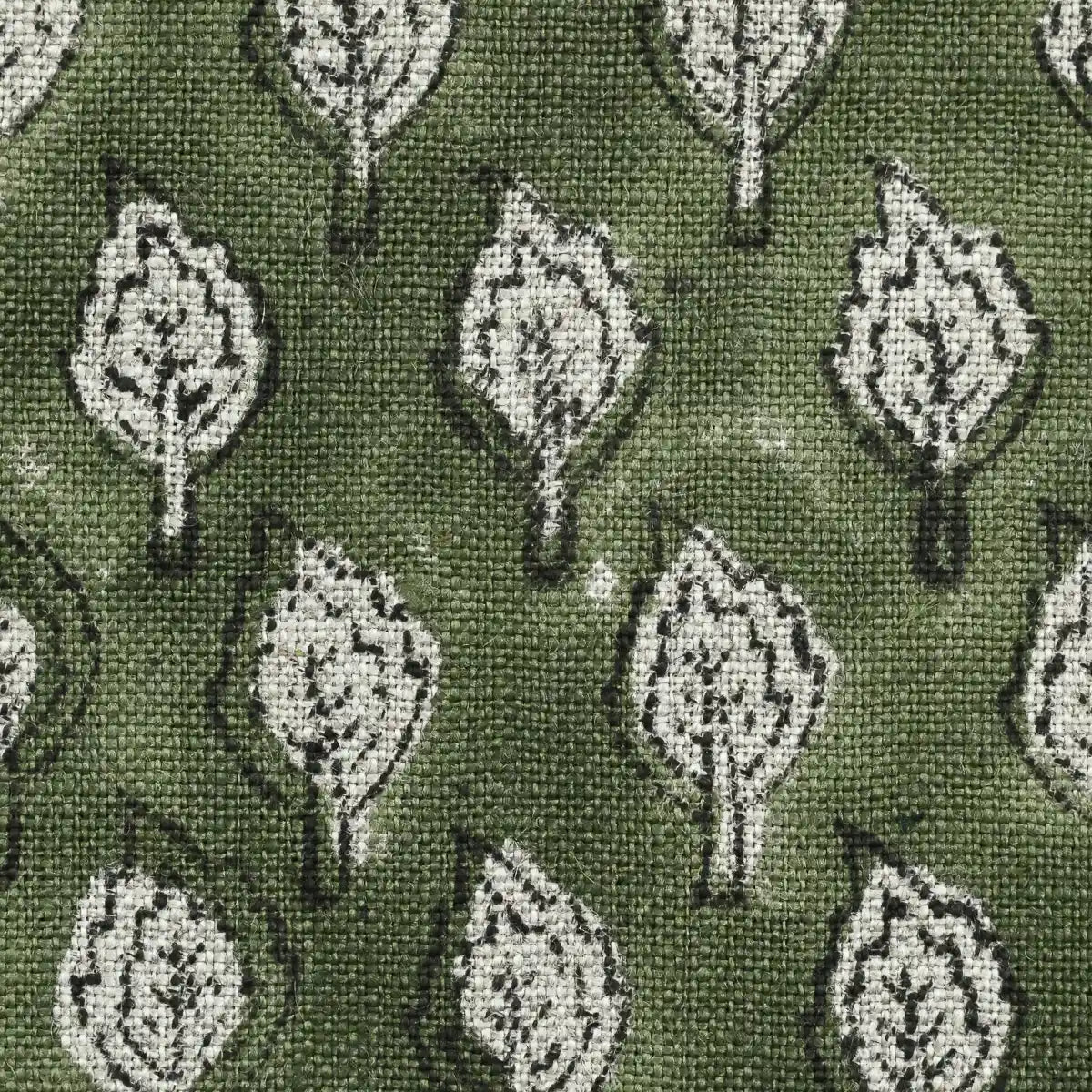 Trocn Botanical Block Print Linen Fabric