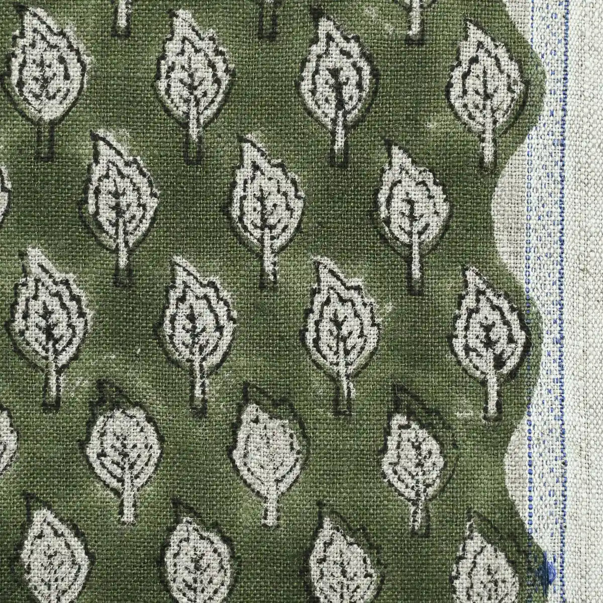 Trocn Botanical Block Print Linen Fabric
