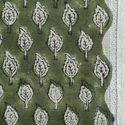 Trocn Botanical Block Print Linen Fabric