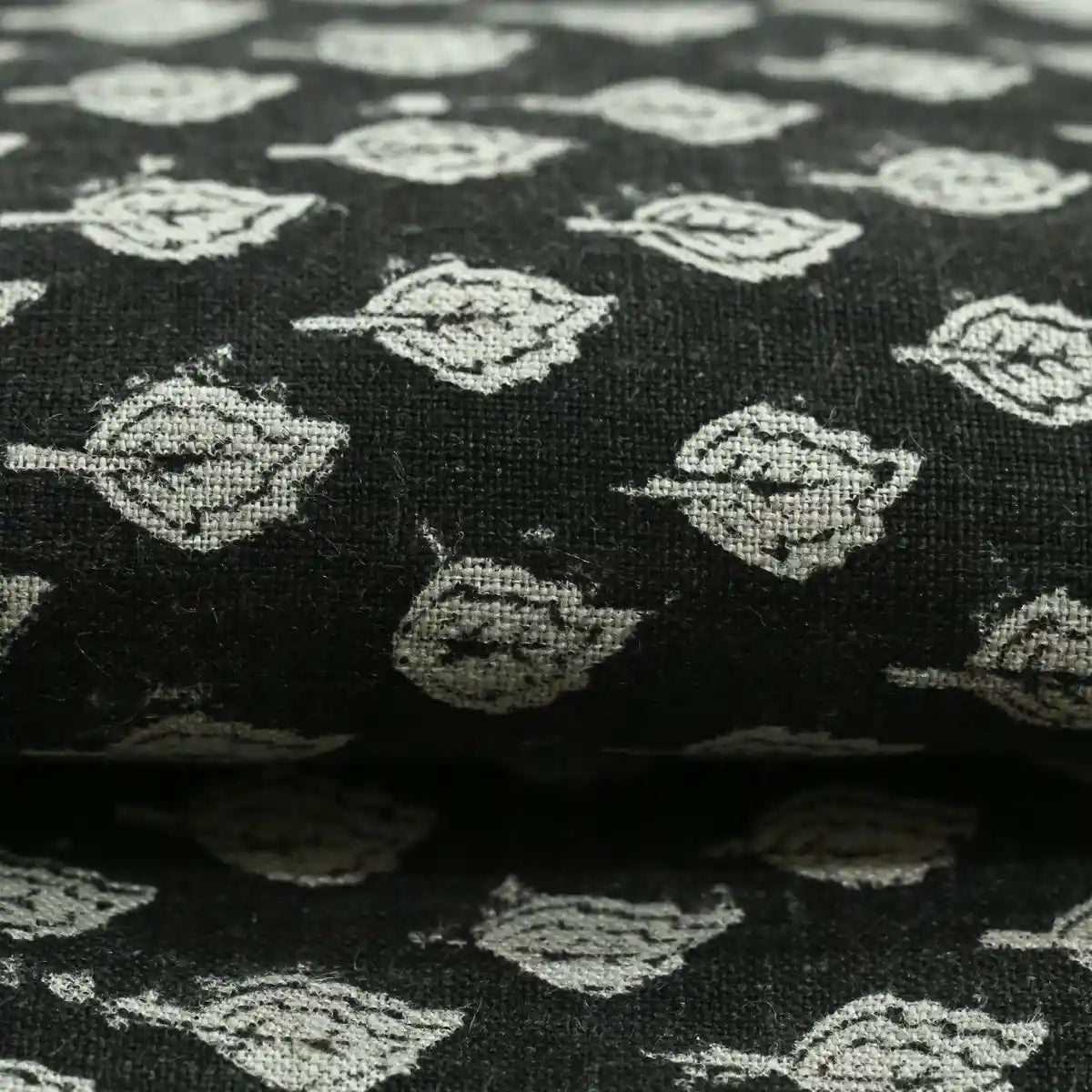 Trocn Botanical Block Print Linen Fabric
