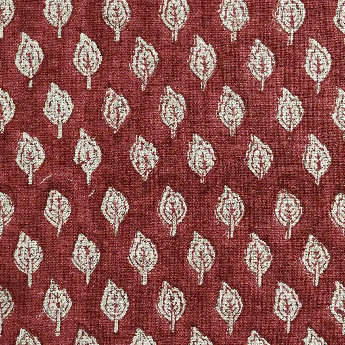Trocn Botanical Block Print Linen Fabric