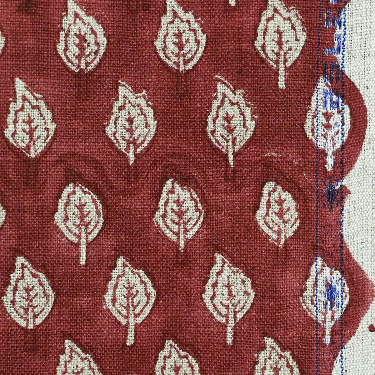 Trocn Botanical Block Print Linen Fabric