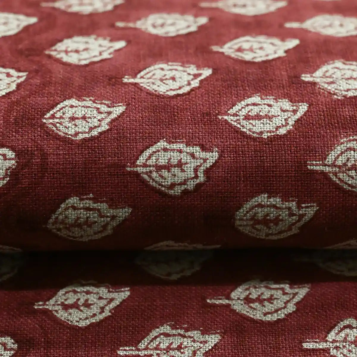 Trocn Botanical Block Print Linen Fabric