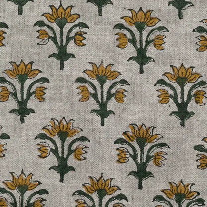 Toroc Floral Block Print Linen Fabric