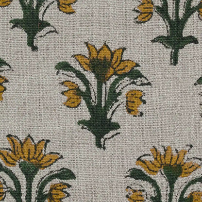 Toroc Floral Block Print Linen Fabric