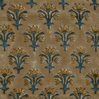 Toroc Floral Block Print Linen Fabric