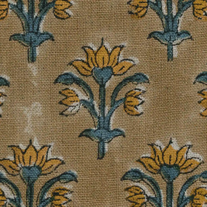 Toroc Floral Block Print Linen Fabric
