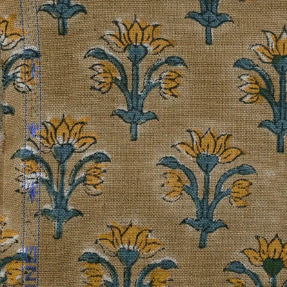 Toroc Floral Block Print Linen Fabric