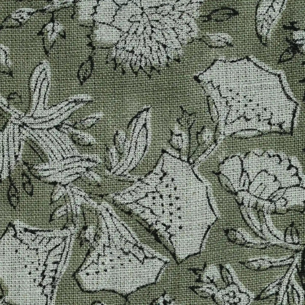 Aidyl Floral Hand Block Linen Fabric
