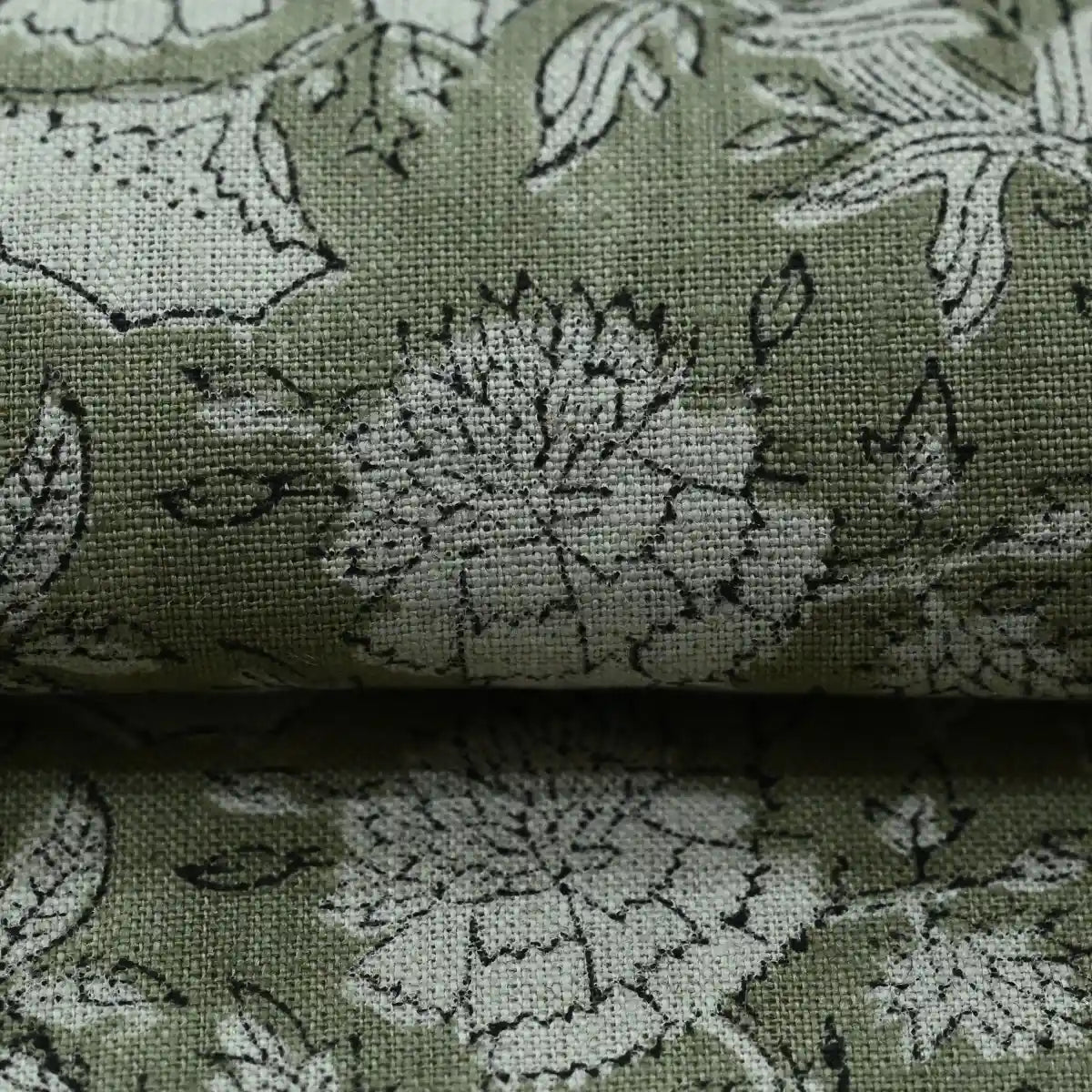Aidyl Floral Hand Block Linen Fabric