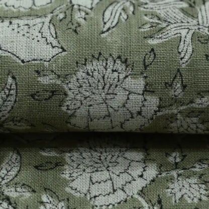 Aidyl Floral Hand Block Linen Fabric