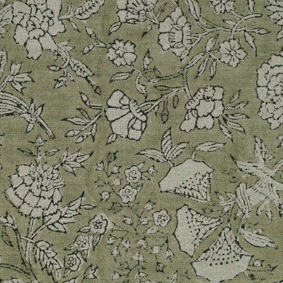 Aidyl Floral Hand Block Linen Fabric