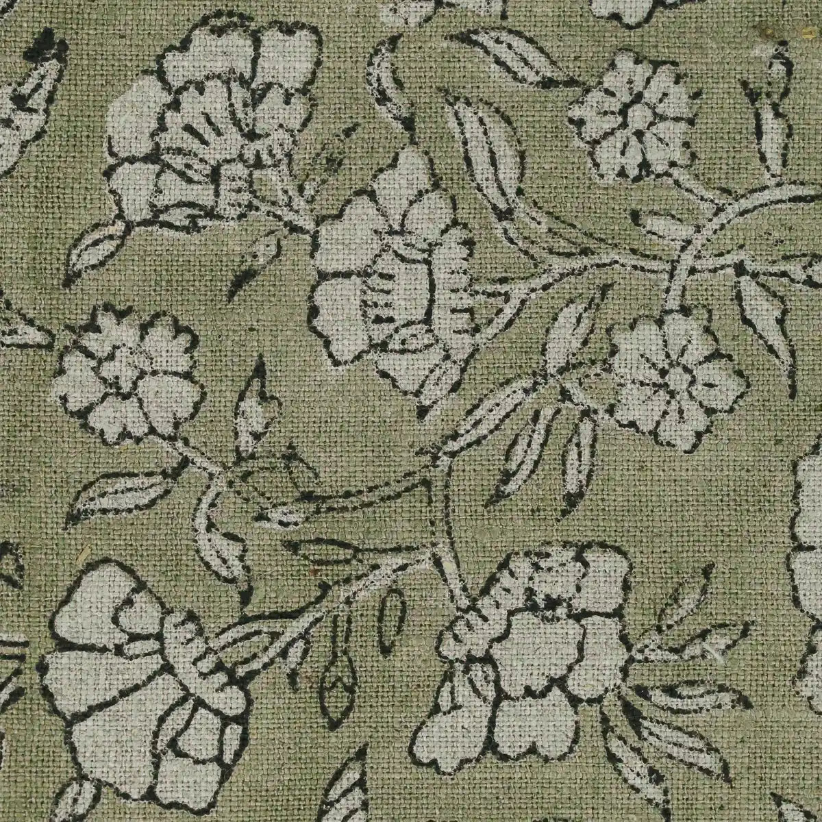 Aidyl Floral Hand Block Linen Fabric