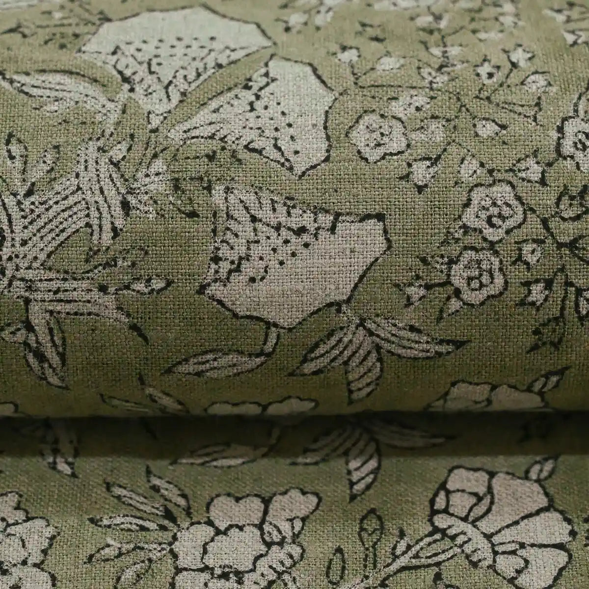 Aidyl Floral Hand Block Linen Fabric