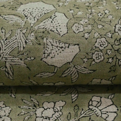 Aidyl Floral Hand Block Linen Fabric